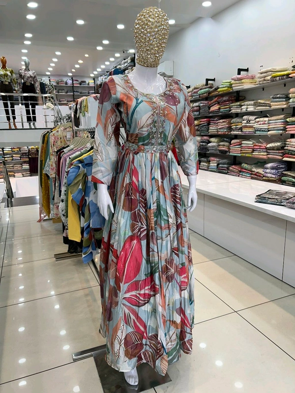 Mukhi  Printed Long Dress - Xl