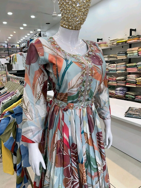Mukhi  Printed Long Dress - Xl