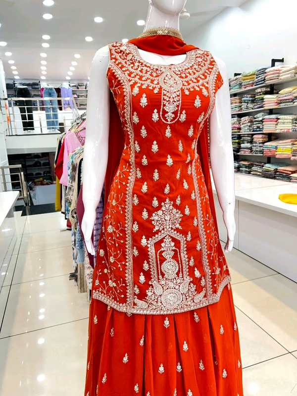 Mukhi Short Kurti With Skirt  - Free Size Upto XL