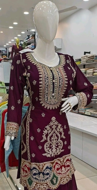 Mukhi Short Kurti With Garara - Free Size Fits Upto XL