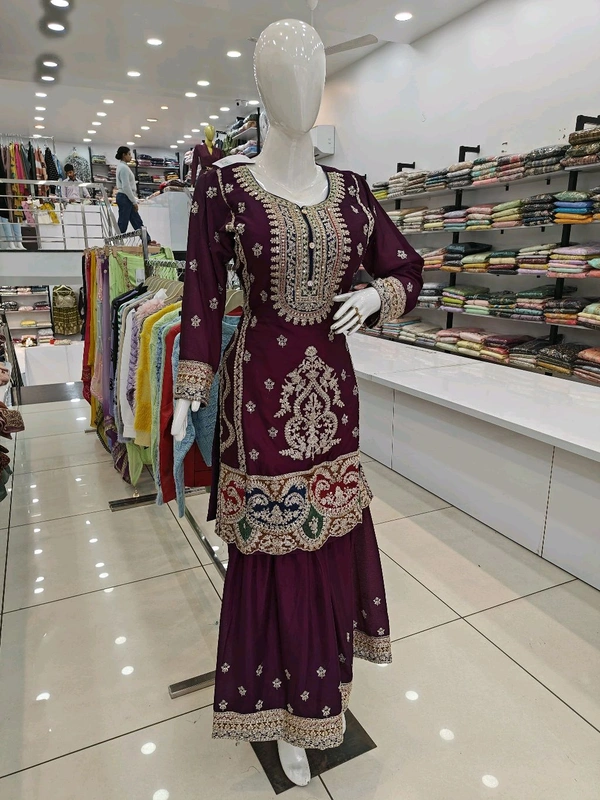 Mukhi Short Kurti With Garara - Free Size Fits Upto XL