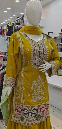 Mukhi Short Kurti With Garara - Free Size Fits Upto XL