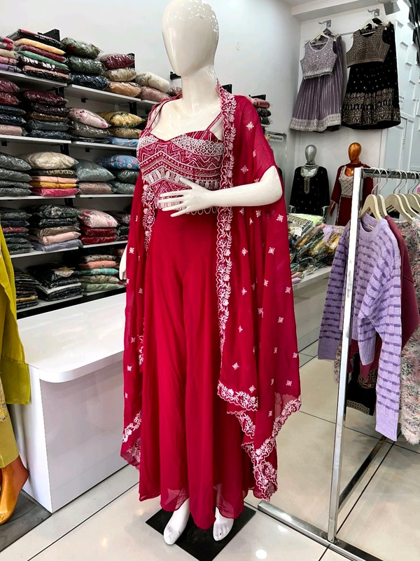 Mukhi Crop Top Sharara  - Siren, Free Size Upto XL, Free Alterations Call 9988185110