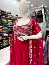 Mukhi Crop Top Sharara  - Siren, Free Size Upto XL, Free Alterations Call 9988185110