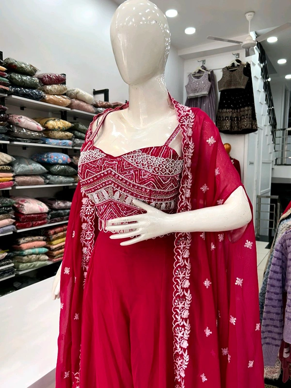 Mukhi Crop Top Sharara  - Siren, Free Size Upto XL, Free Alterations Call 9988185110