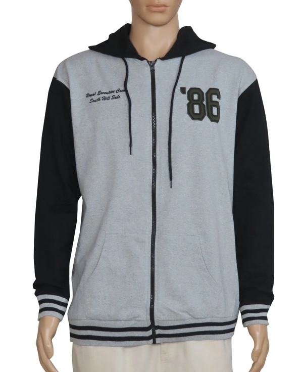 RODID  MENS HOODED FULL ZIPPER SWEATSHIRT - 22A1 - Gray Melange, S