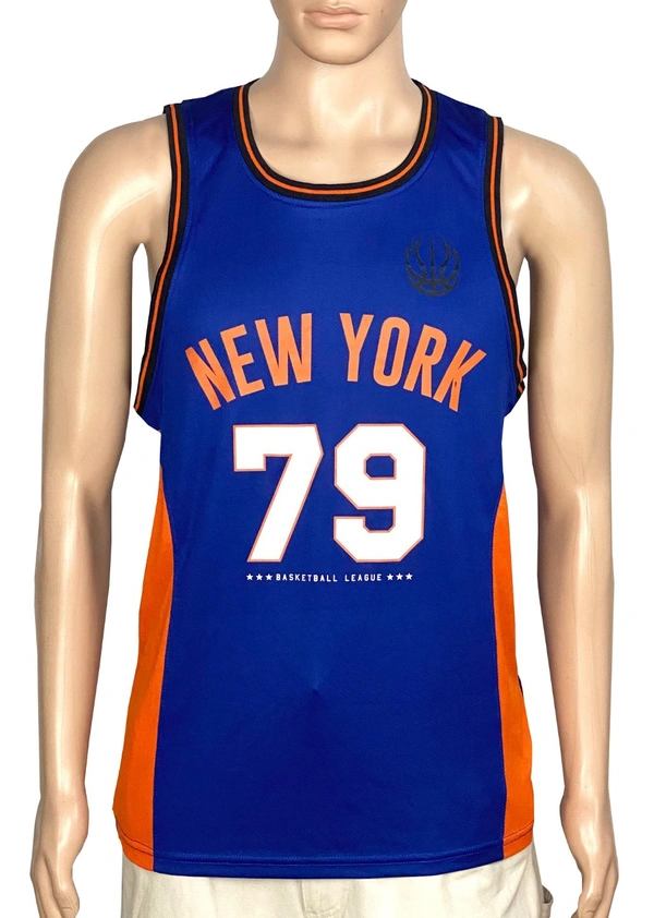 #M10054A1 PEP&CO MENS BASKETBALL SLEEVELESS JERSEY T-SHIRT - 4A1 - Royal Blue/Orange, S