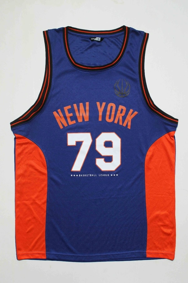 #M10054A1 PEP&CO MENS BASKETBALL SLEEVELESS JERSEY T-SHIRT - 4A1 - Royal Blue/Orange, XL