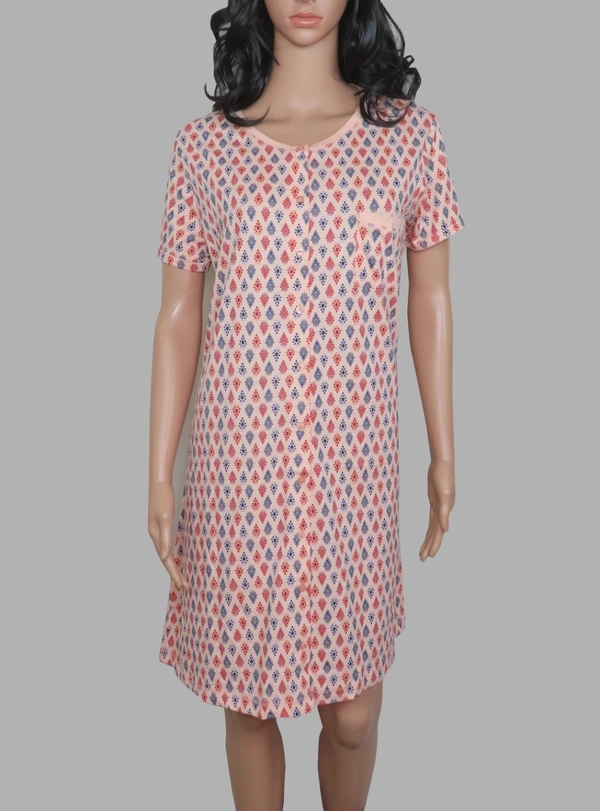 #W12339C1 Shyla  SHYLA PRINTED NIGHTSHIRT - 9C1 - Peach AOP, XL