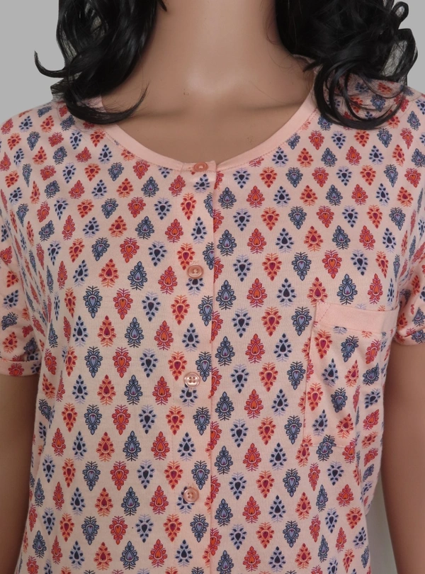 #W12339C1 Shyla  SHYLA PRINTED NIGHTSHIRT - 9C1 - Peach AOP, XL