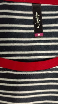 #W12339A1 Shyla SHYLA STRIPED NIGHT SHIRT - 9A1 - Black / White Striped, L