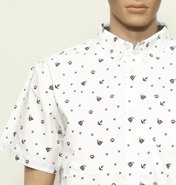#M9184W5 EIGHTHAVENUE MENS SLIM FIT COTTON SHIRT - 4W5 - White AOP, M