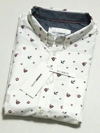 #M9184W5 EIGHTHAVENUE MENS SLIM FIT COTTON SHIRT - 4W5 - White AOP, L