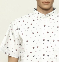 #M9184W5 EIGHTHAVENUE MENS SLIM FIT COTTON SHIRT - 4W5 - White AOP, XL