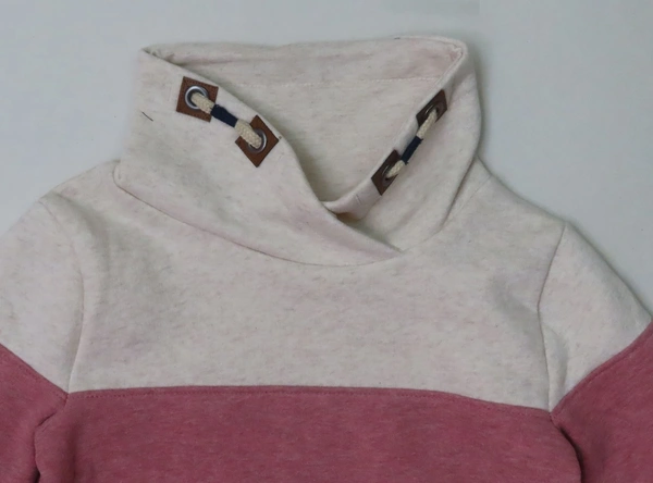 #JG20585B1 Topolino TOPOLINO GIRLS COWL NECK FLEECE LONG SWEATSHIRT - 5B1 - Pink, 5/6 Years