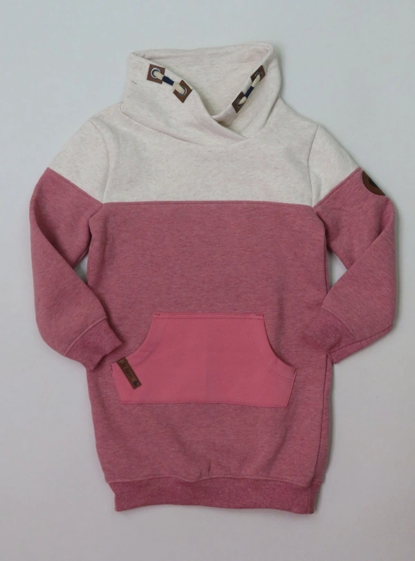 #JG20585B1 Topolino TOPOLINO GIRLS COWL NECK FLEECE LONG SWEATSHIRT - 5B1 - Pink, 7/8 Years