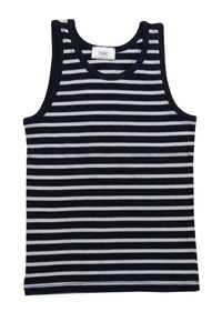 #B14765OB1 bpc BOYS SLEEVELESS T SHIRT - OB1 - No Option - Navy/Blue/Navy Striped, 10/12 Years