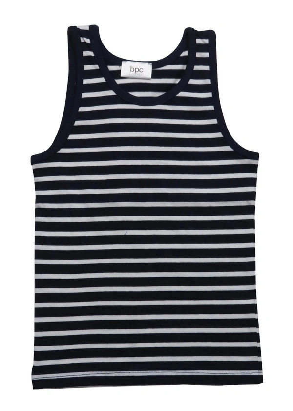 #B14765OB1 bpc BOYS SLEEVELESS T SHIRT - OB1 - No Option - Navy/Blue/Navy Striped, 10/12 Years