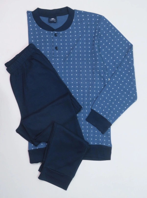 #M9828G1 IL GRANCHIO IL GRANCHIO WINTER PYJAMA - 8G1 - No Option: Dark Blue AOP/ Dark Navy Bottom, M