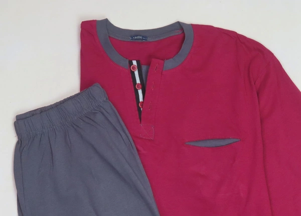 #M9828U1 IRGE IRGE WINTER PYJAMA SET - 8U1 - No Option: Wine Red / Steel Grey Bottom, L