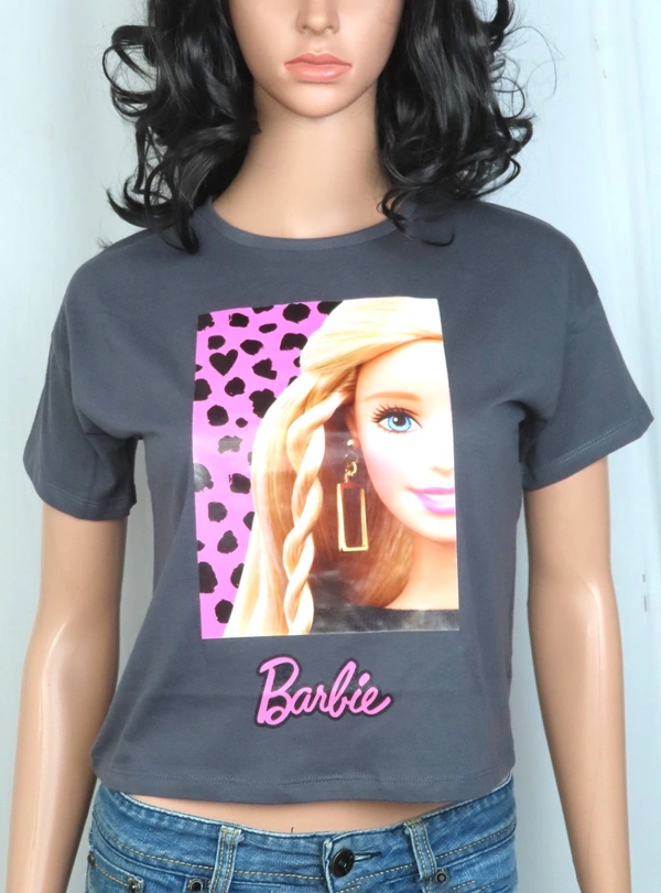 #JG21210A1 Barbie BARBIE GIRLS PRINTED CROP TOP - 0A1 - Gray, 5 Years