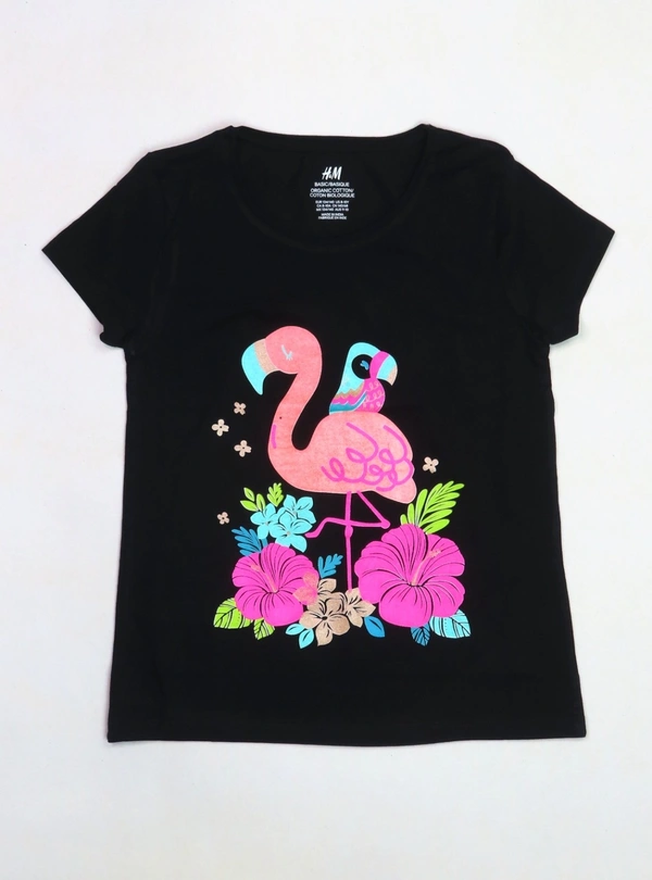 #SG21048F6 Neutral  OLDER GIRLS PRINTED T SHIRT - 48F6 - Black, 13/14 Years