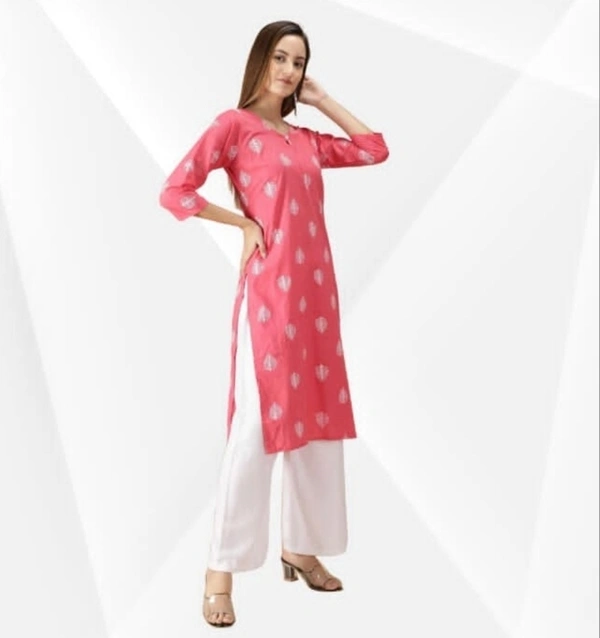 #FBKR0099 Fabclub  PINK PRINTED KURTA -099 - As image, XXL