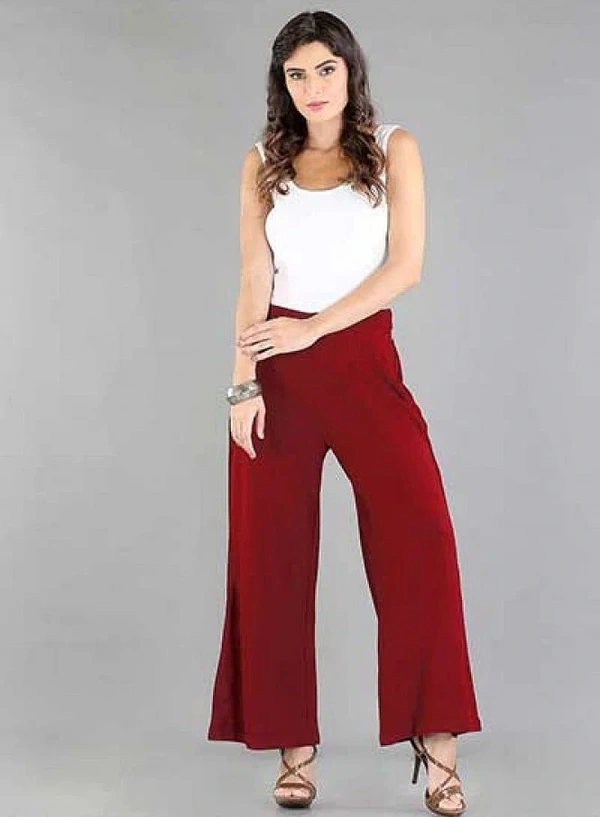 #FBPLZ0001 FANCLUB  SOLID RAYON PALAZZO - 001 - Red, XL