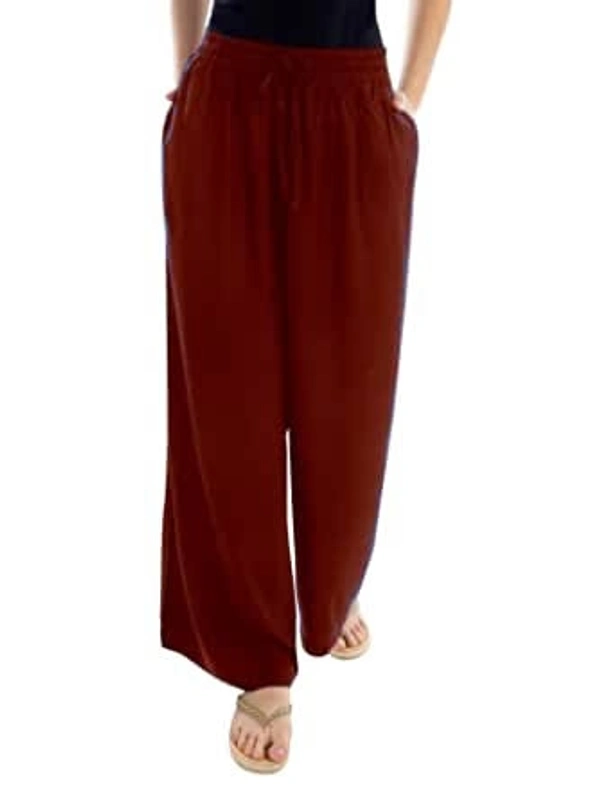 #FBPLZ0001 FANCLUB  SOLID RAYON PALAZZO - 001 - Red, XL
