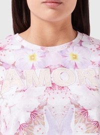 #W11884A3 Desigual  DESIGUAL LADIES PRINTED CROP TOP - 4A3 - White AOP, XS