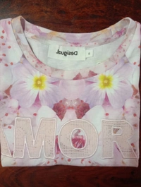 #W11884A3 Desigual  DESIGUAL LADIES PRINTED CROP TOP - 4A3 - White AOP, XS