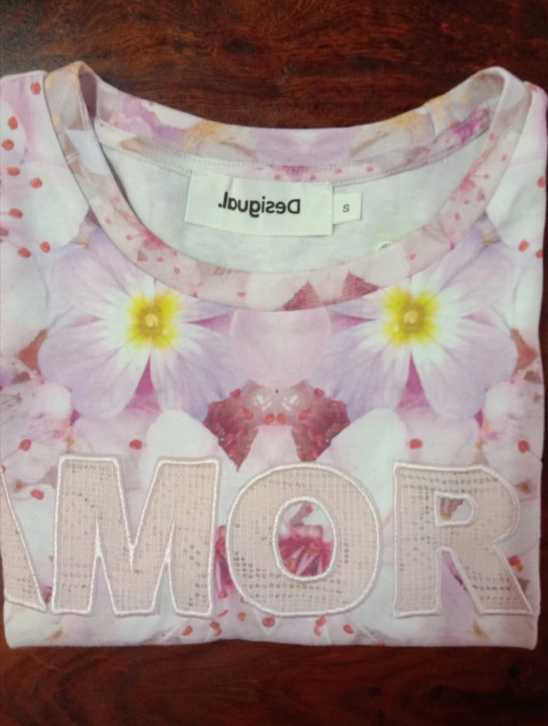 #W11884A3 Desigual  DESIGUAL LADIES PRINTED CROP TOP - 4A3 - White AOP, XS