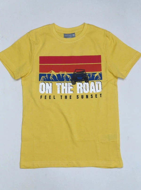 #SB15266A10 Destination Destination Boy Printed Tshirt  - Yellow, 9-10 Years