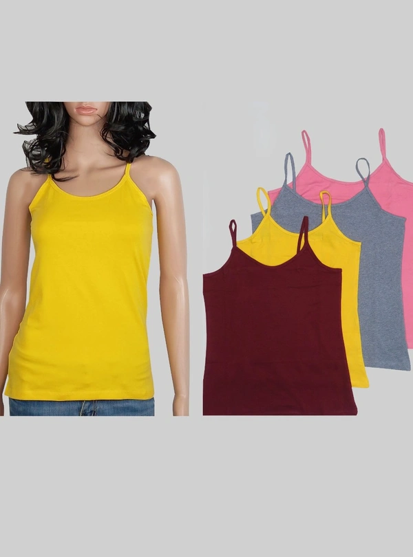 #W11883Mx1 Realbasics Real Basics Ladies Stretch Camisoles - MX1 - mixed Colors, L