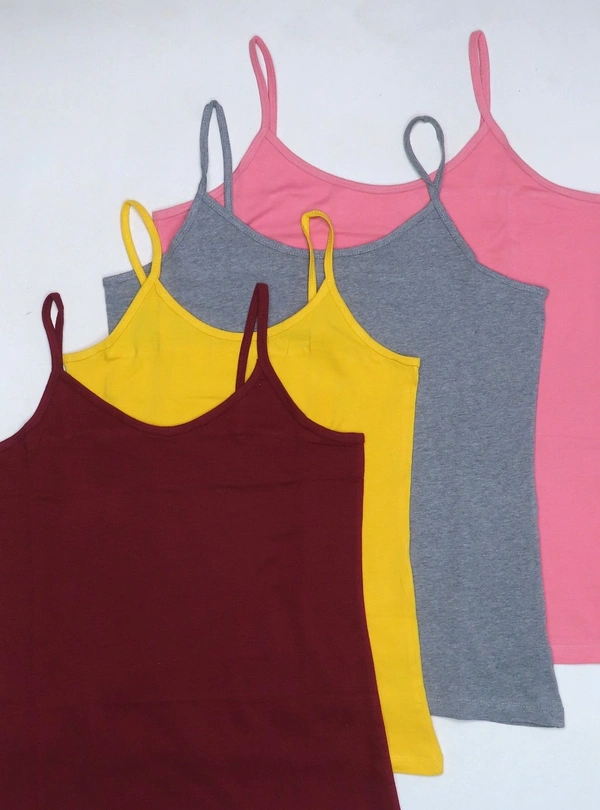 #W11883Mx1 Realbasics Real Basics Ladies Stretch Camisoles - MX1 - mixed Colors, L
