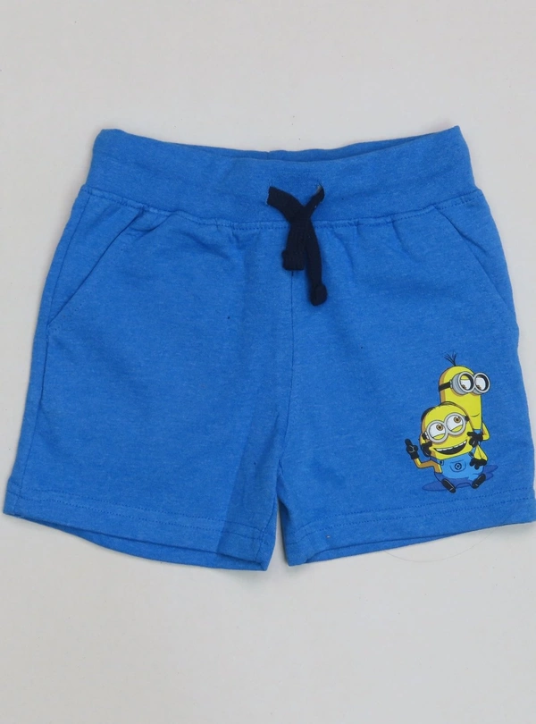 #JB15267A4 Minions  Boys French Terry Shorts - Blue, 3y