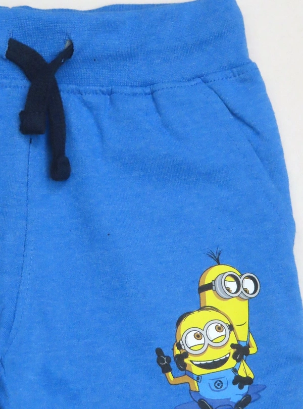 #JB15267A4 Minions  Boys French Terry Shorts - Blue, 3y