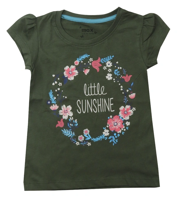 #jB20553RA1 Max Max Girl Printed Tshirt RA1  - Green, 2-3y
