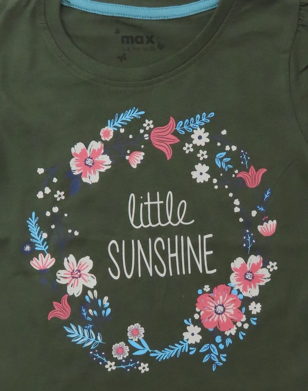 #jB20553RA1 Max Max Girl Printed Tshirt RA1  - Green, 3-4y