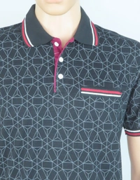 #M9923A1 BODY GLOVE  BODY GLOVE PRINTED STRETCH POLO 3A1 - BLACK AOP, L, Polo T Shirt