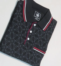 #M9923A1 BODY GLOVE  BODY GLOVE PRINTED STRETCH POLO 3A1 - BLACK AOP, L, Polo T Shirt