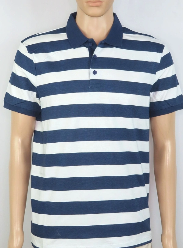 #M9928A2 RESERVED RESERVED MENS PRINTED STRIPED POLO 8A2 - Navy/ white striped, XXL