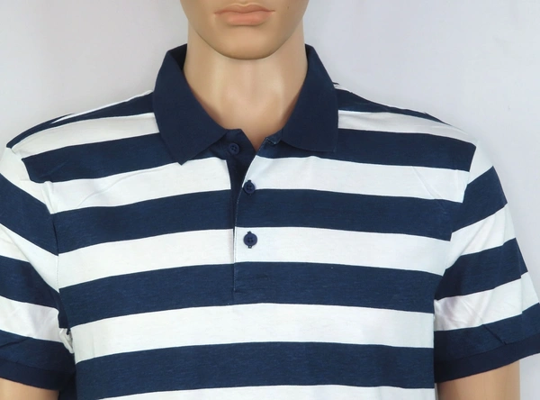 #M9928A2 RESERVED RESERVED MENS PRINTED STRIPED POLO 8A2 - Navy/ white striped, XXL