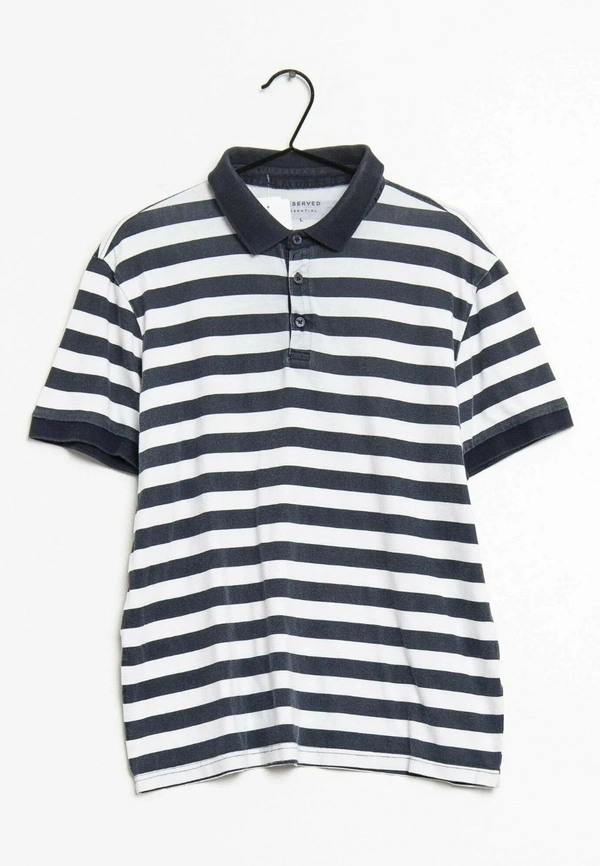 #M9928A2 RESERVED RESERVED MENS PRINTED STRIPED POLO 8A2 - Navy/ white striped, XXL