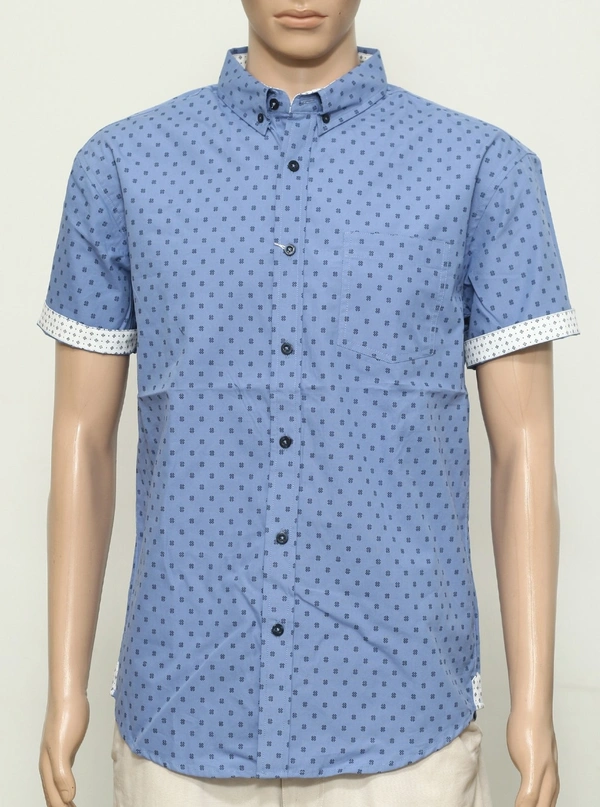 #M9184B4 ELGHTHAVENUE MENS SLIMFIT SHRISTI  4B4 - Blue  AOP, XL