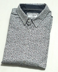 #M9184W6 ELGHTHAVENUE MENS SLIM FIT COTTON SHIRT 4W6 - White AOP, L