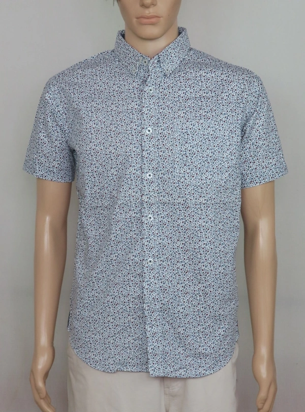 #M9184W6 ELGHTHAVENUE MENS SLIM FIT COTTON SHIRT 4W6 - White AOP, L