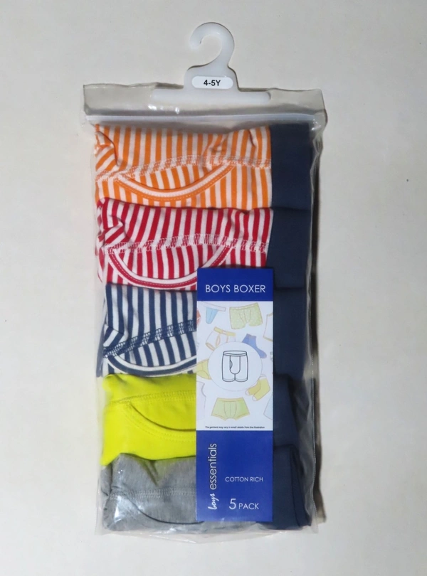 #SB15314PO5A6 PRIMARY BOYS STRETCH 5 PACK BOXER SHORTS 5A6 - MIXED COLOURS, 10 Years