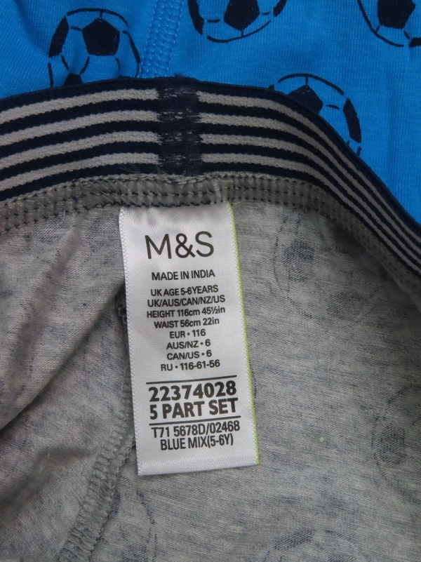 #SB14987PO5A6 M&S BOYS 5 PACK BOXERS 5A6 - MIXED, 13/14 Years