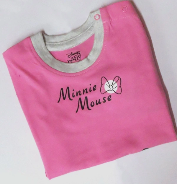 #A30655A1 DISNEY  DISNEY BABY GIRLS  SHORT  SET 5A1 - Pink Top n Grey Melange Aop, 36